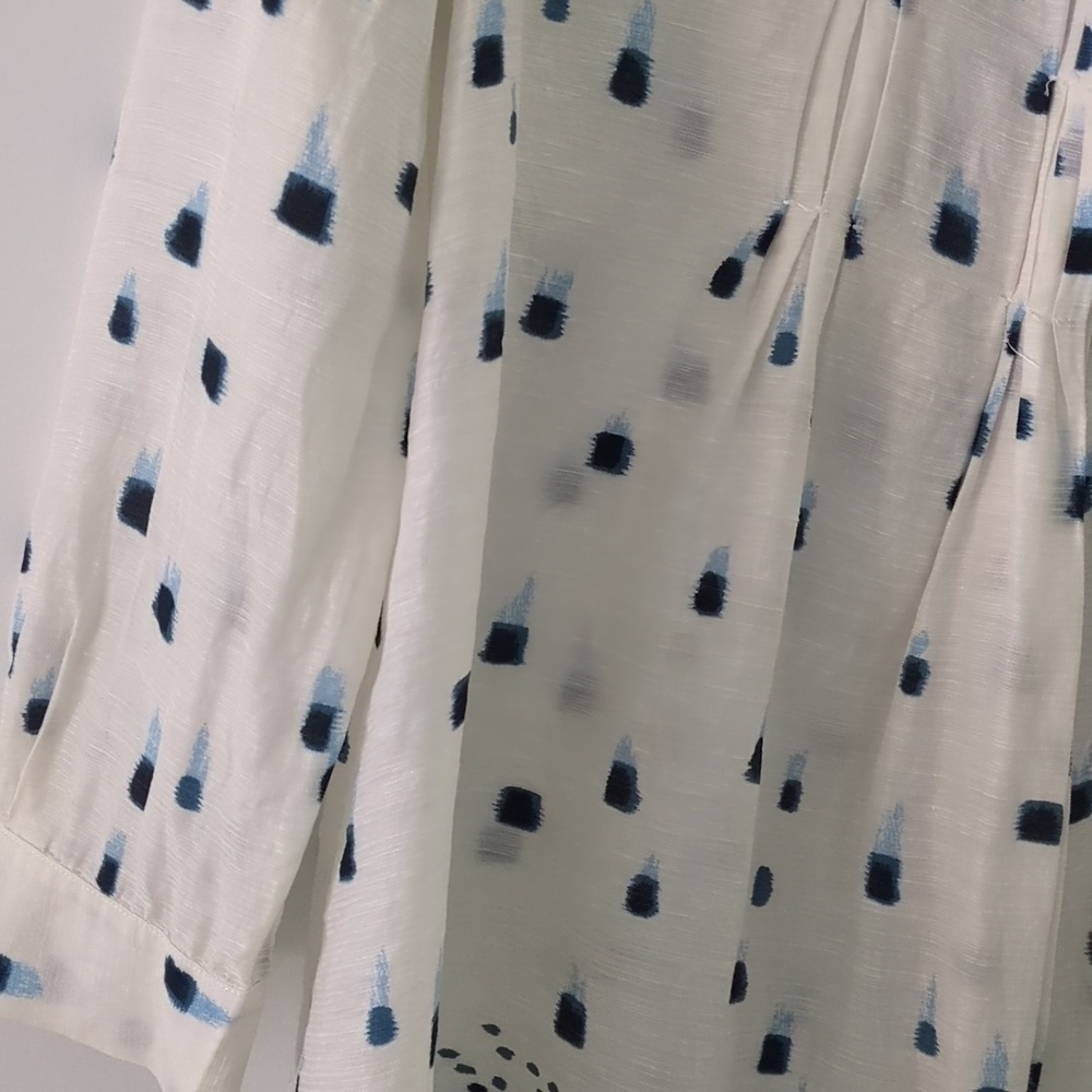 Piazza Sempione Made In italy Elegant White& Blue Patterned Button Down Tunic - Picture 5 of 8
